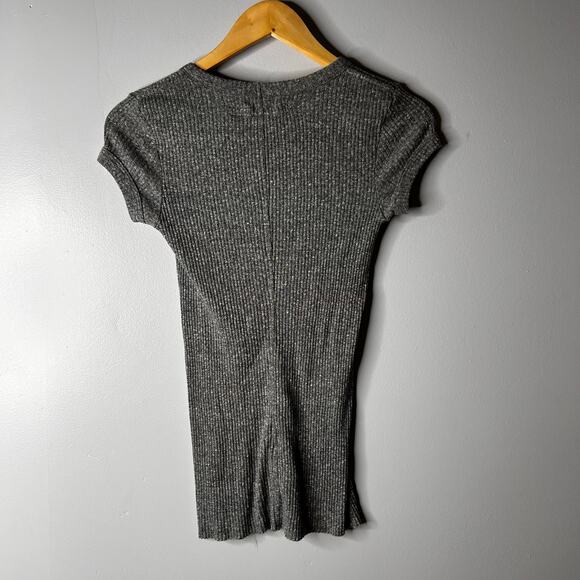 Enza Costa Ribbed Crewneck Tee Shirt Short Sleeve Women's Small Gray Minimalist - Picture 8 of 10